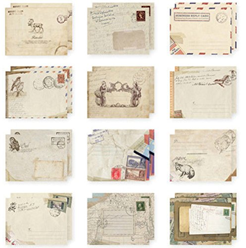 60X Toruiwa Mini Umschläge Blumenmuster Briefumschläge Retro Muster für Hochzeit Geburtstag Party Geschenk 9.5*7.2cm Zufällige Farbe