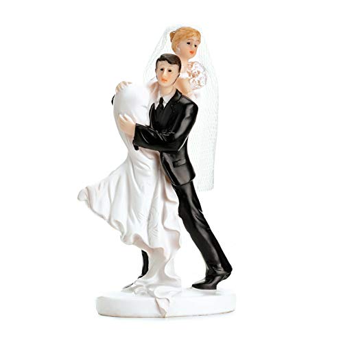 DaLoKu Tortenfigur Hochzeitstorte Brautpaar Hochzeitspaar Braut Bräutigam, Größe: Brautpaar Braut tragend 15cm