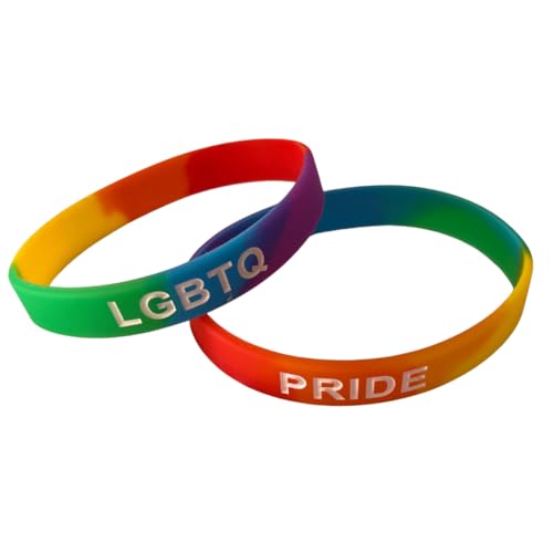 Generisch Doppelpack Regenbogen Silikon-Armband LGBTQ – Silikon Pride Bracelet – Unisex Regenbogenarmband – LGBTQ Equality Accessoire