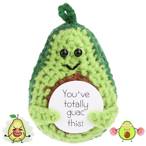 AKONE Positive Potato Pocket Hug, Lustige Positive Kartoffel, Handgestrickte Kartoffelpuppe aus Wolle, Positive Potato Motivationsgeschenke, Aufmunterung Geschenke (Avocado)