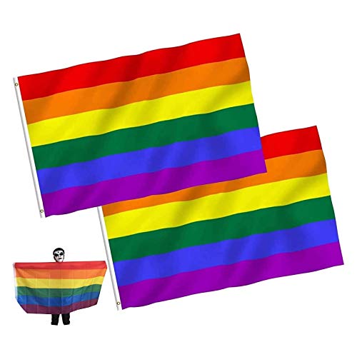 JZZJ Flaggen LGBT, Motiv: Regenbogen, für die Schwulenparade, 150 x 90 cm, 2 Stück