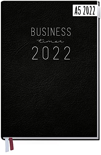 Chäff Business-Timer 2022 A5 [Schwarz] 1 Woche 2 Seiten | Terminplaner, Wochenplaner, Wochenkalender, Organizer, Terminkalender für perfektes Zeitmanagement | nachhaltig & klimaneutral