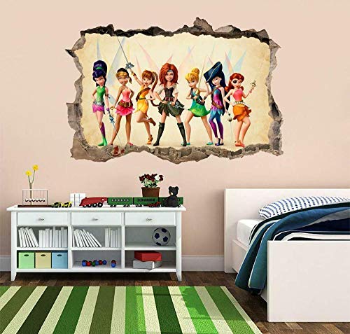Wandtattoo Wandaufkleber Tinkerbell 3D Fenster Wandbild Wohnzimmer Schlafzimmer Kinderzimmer Deko Wand Dekor Home Decor 15x23inch(40x60cm)