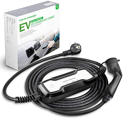 Morec Typ2 Tragbares EV Ladekabel EU Standard Schaltbare Ladebox 10/16A Schuko 2-polig Ladegerät IEC 62196-2 Elektroauto EVSE (Euro-Stecker) 2,2/3,6kw, 7.5m/24.6ft
