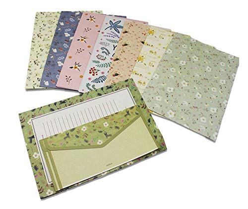 Briefpapier mit süßem Blumenmuster, 32 Stück, 16 Umschläge 8 Farben