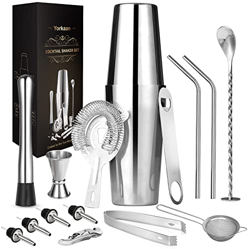 Cocktail Shaker Set, 750ML Bar Tool Set, 15-Teiliges Edelstahl Shaker Bar Zubehör, Professionelles Cocktail Mixing Set, Barware Set für Zuhause oder die Bar.