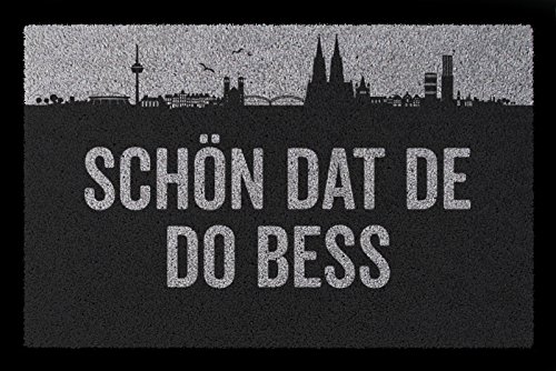 Interluxe FUSSMATTE Geschenk SCHÖN DAT DE DO BESS Köln Geschenk Einzug Hellgrau