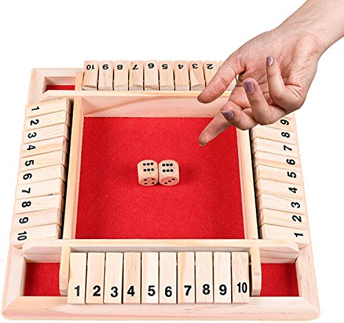 Holz Brettspiel,Klassisch Würfelspiel Board Spielzeug,Shut The Box,Familien-Mathe-Spiel für Kinder,Holz Tisch Spiel,Holz Tisch Spiel Klassisch