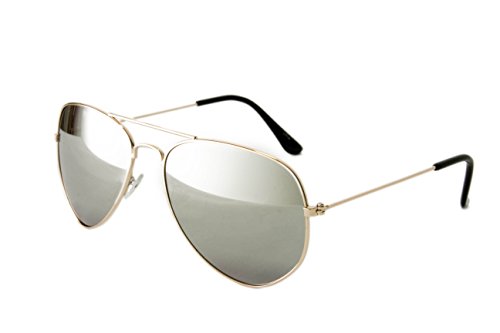 EL-Sunprotect® Pilotenbrille Fliegerbrille Sonnenbrille Brille Top Design Gold SilberSpiegel