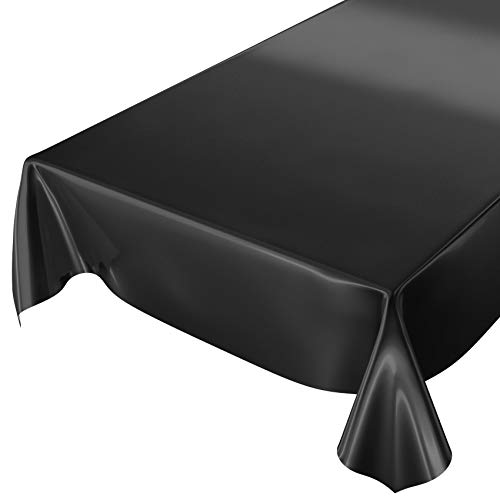 ANRO Wachstuchtischdecke Wachstuch abwaschbare Tischdecke Uni Glanz Einfarbig Schwarz 240x140cm