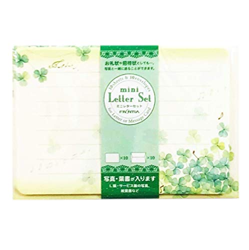 Frontia Briefpapier-Set mit 10 Umschlägen und Karten, Motiv Kleeblatt, 10,2 x 15,1 cm, Japan Import