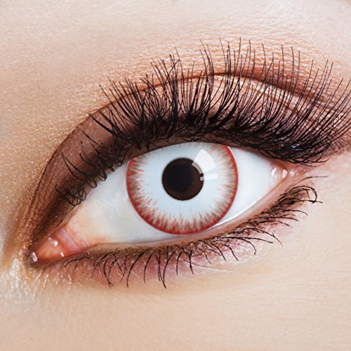 aricona Farblinsen – deckend weiß – farbige Kontaktlinsen ohne Stärke – Zombie Night Augenlinsen für Halloween, bunte 12 Monatslinsen