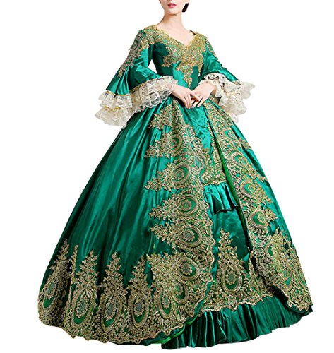 Damen Satin Gothic Viktorianisches Kleid Renaissance Maxi Kostüm