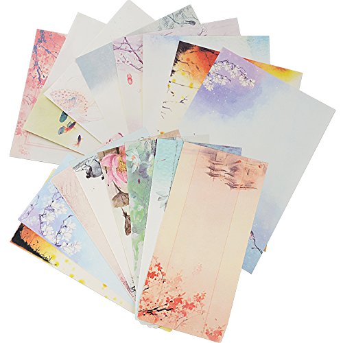 32 Blatt Briefpapier mit 16 Blatt Umschläge Set vintage Schreibpapier Motivpapier mit Umschlag ohne Fenster
