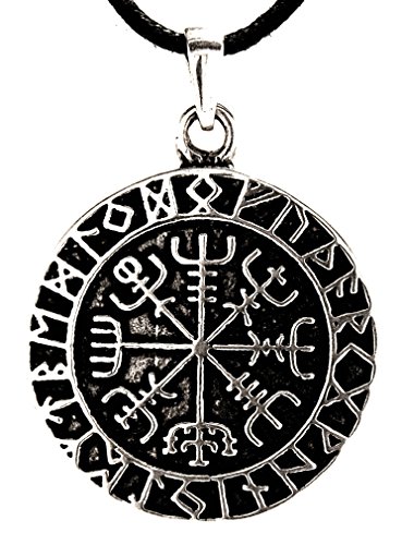 Wikinger Kompass Anhänger aus 925 Sterling Silber mit Silberkette 41-66 cm (51)