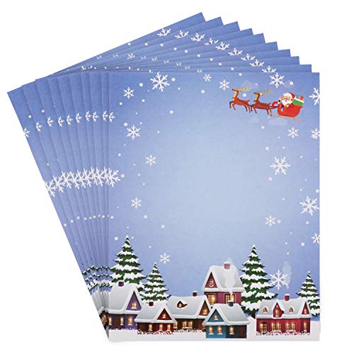 Briefpapier Weihnachten (96 Blatt) - 21,5 x 28 cm Briefgröße Weihnachtsbriefpapier 100GSM Motivkarton Weihnachtsmotiv Motivpapier Motivblock Weihnachtlich zum Schreiben, Basteln, Wunschlisten Kinder